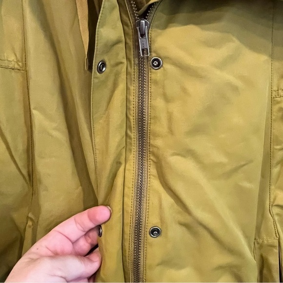 Eileen Fisher size medium yellow green lined light weight hooded raincoat - Picture 10 of 16
